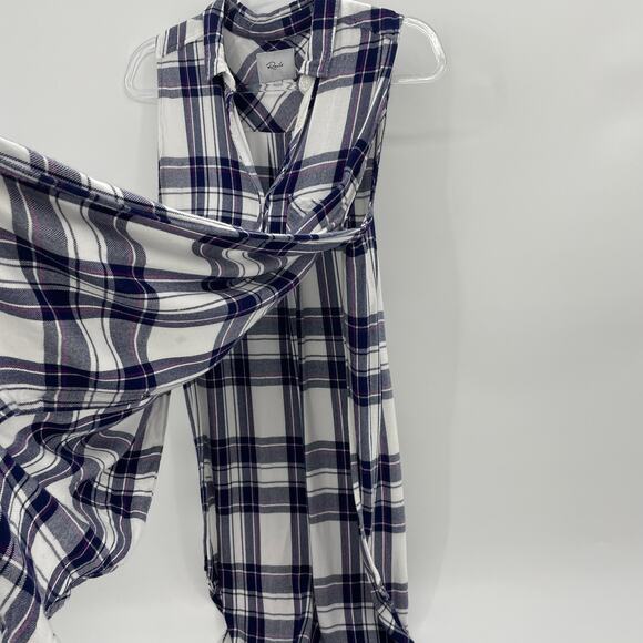 RAILS Jordyn Plaid Tunic Sleeveless Button Up Flannel Top Womens Size L High Low - Picture 6 of 10